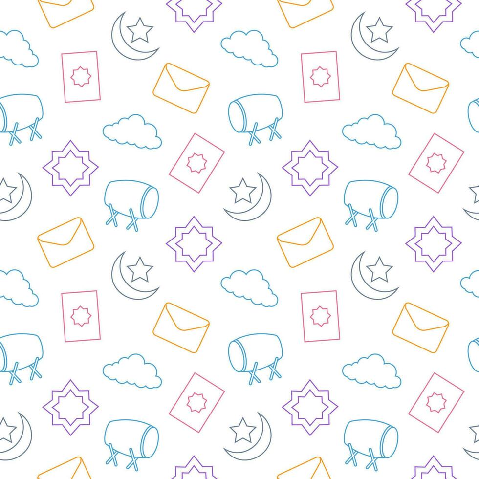 Happy Islamic New Year Seamless Pattern Design Flat Illustration with Muslims Elements in Template Hand Drawn vector