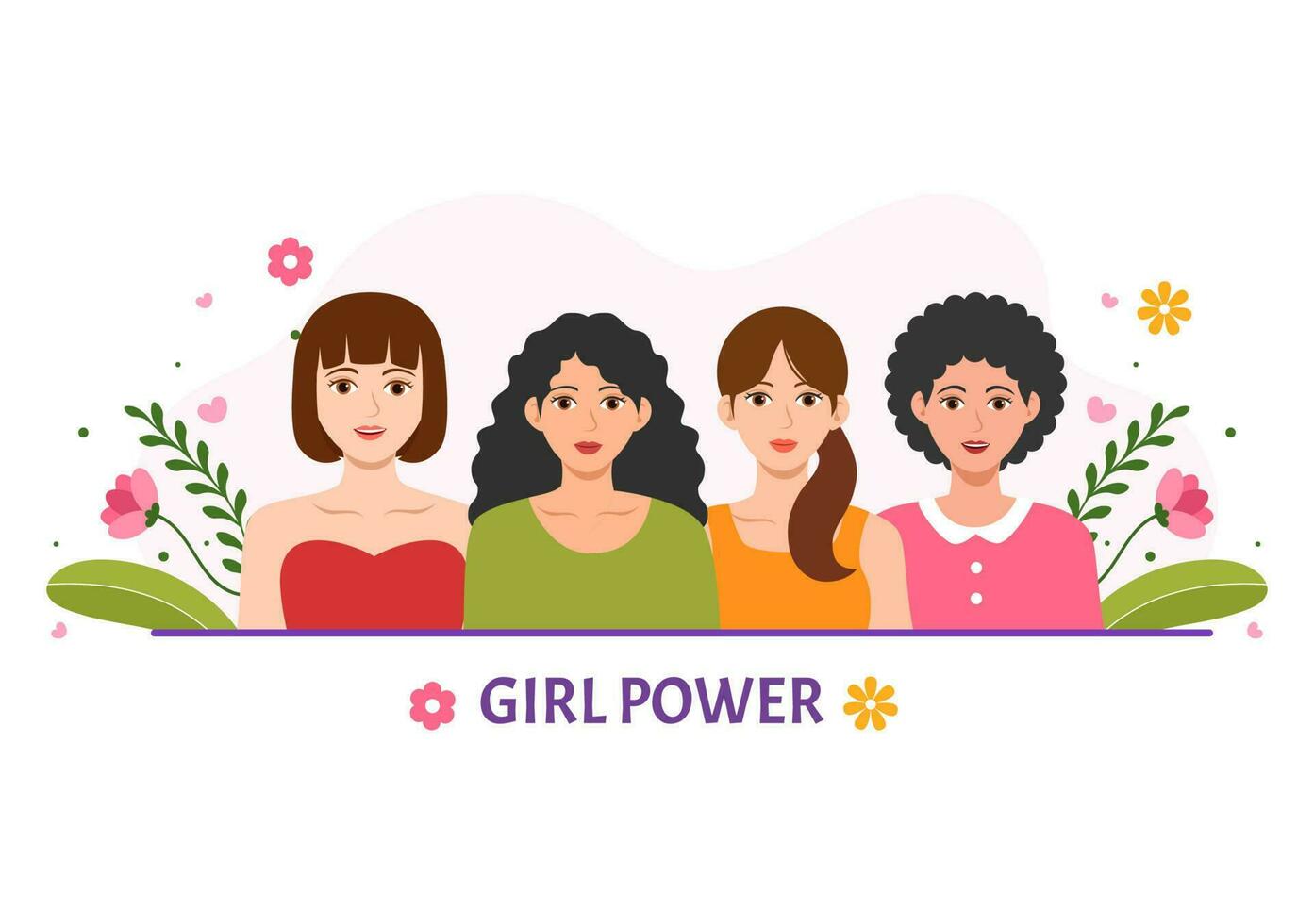 Girl Power Vector Illustration to Show Women Can Also Be Stronger and Independent in Woman Rights and Diversity Flat Cartoon Hand Drawn Templates