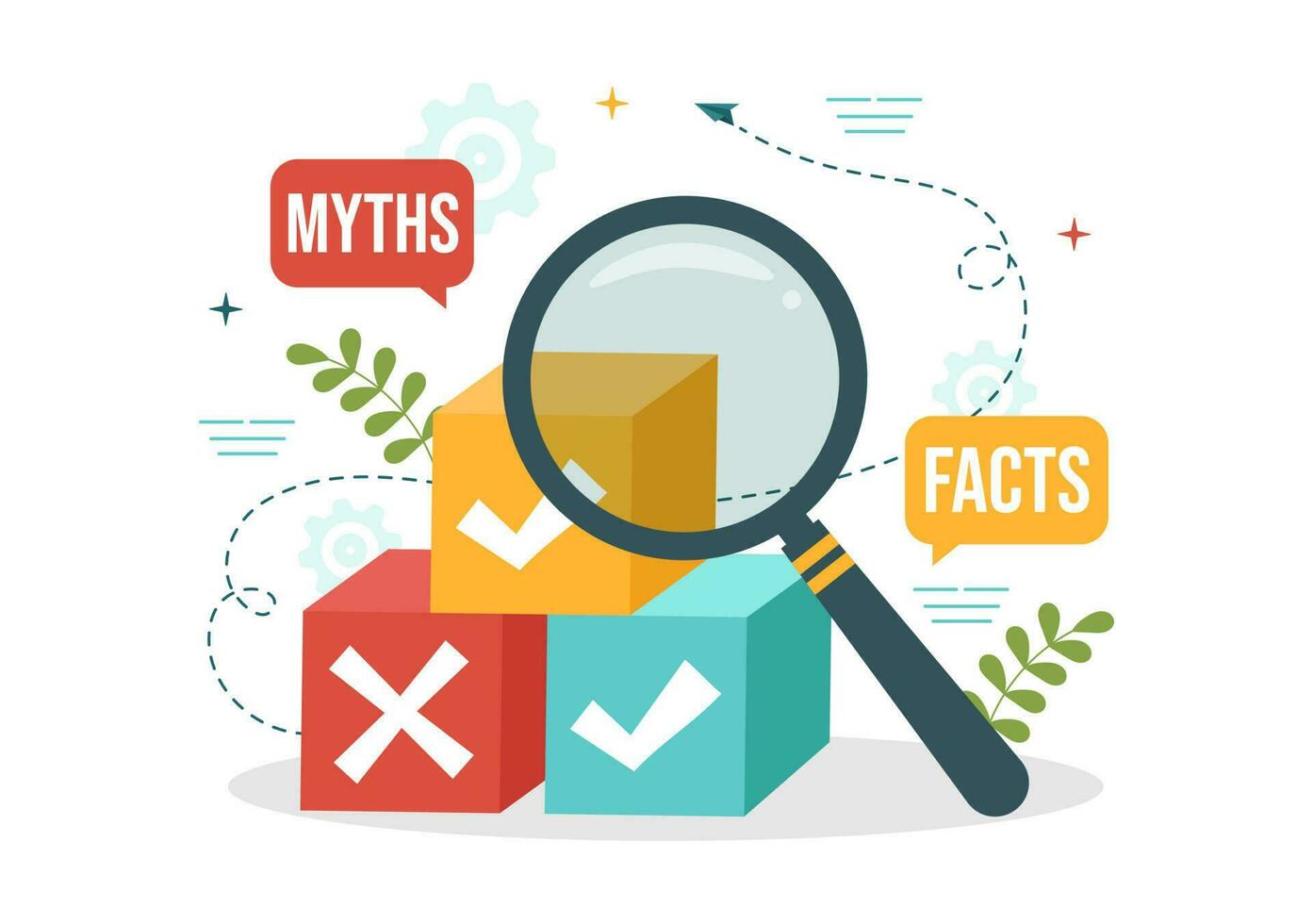 Fact Check Vector Illustration With Myths vs Facts News for Thorough Checking or Compare Evidence in Flat Cartoon Hand Drawn Landing Page Templates