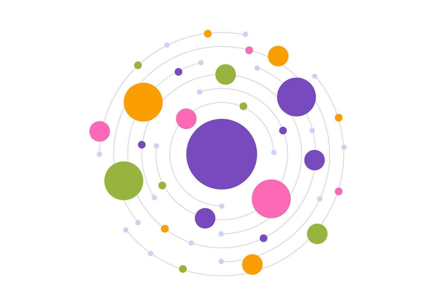 Abstract Social Network Vector Illustration with Polygonal Circles Shapes, Molecules Technology and Connecting Dots or Lines in Hand Drawn Templates