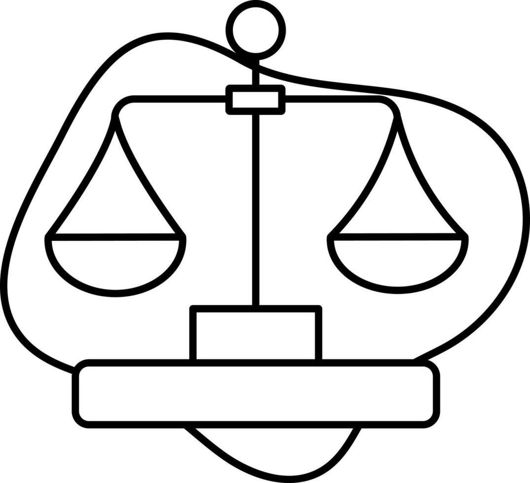 Black outline Balance scale Icon on white Background. vector