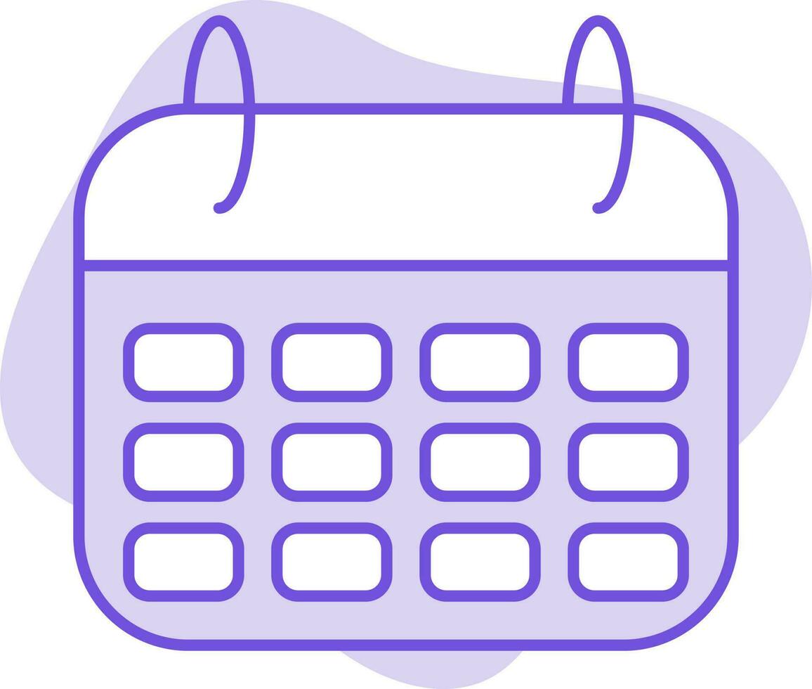 Flat Style Calendar Icon On Purple Background. vector