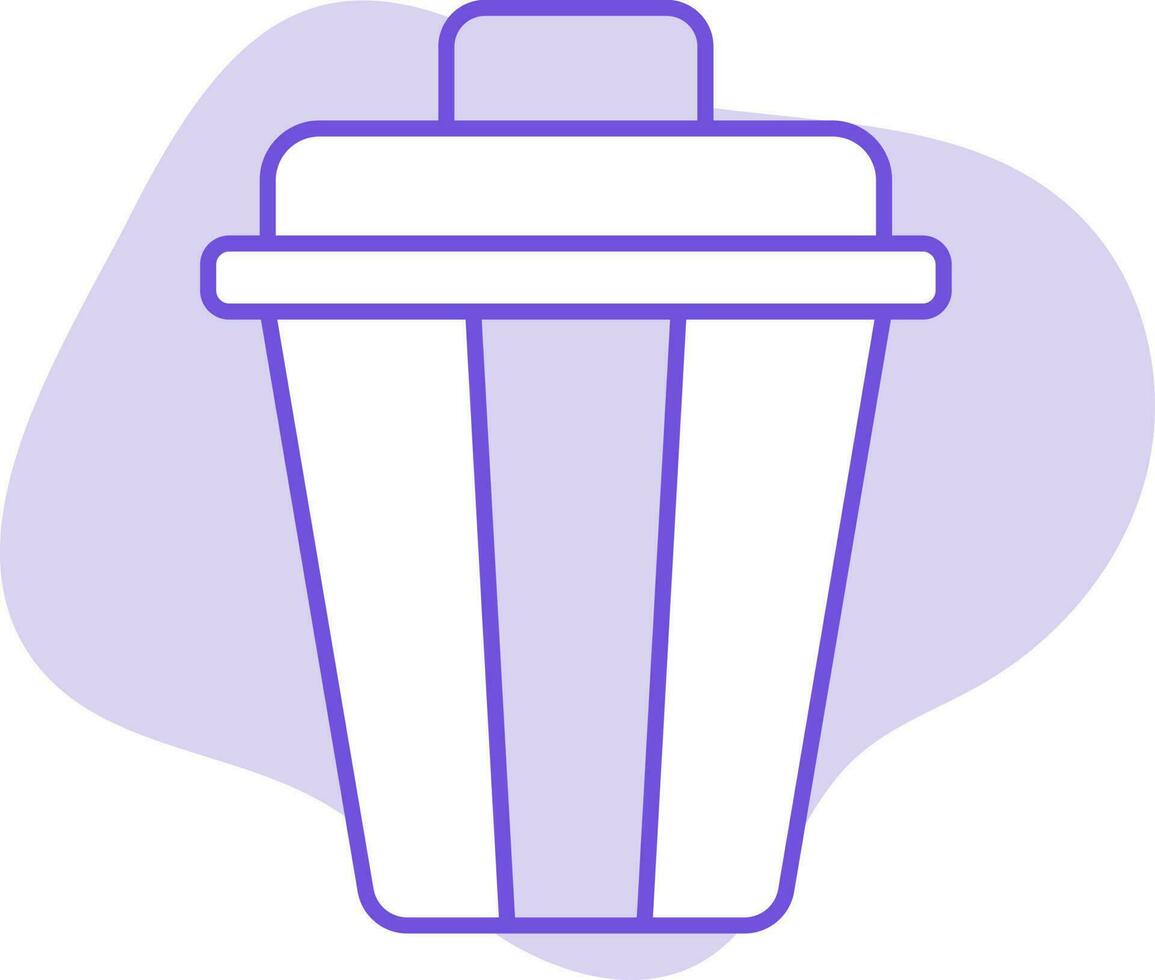 Flat Style Dustbin Icon On Purple Background. vector