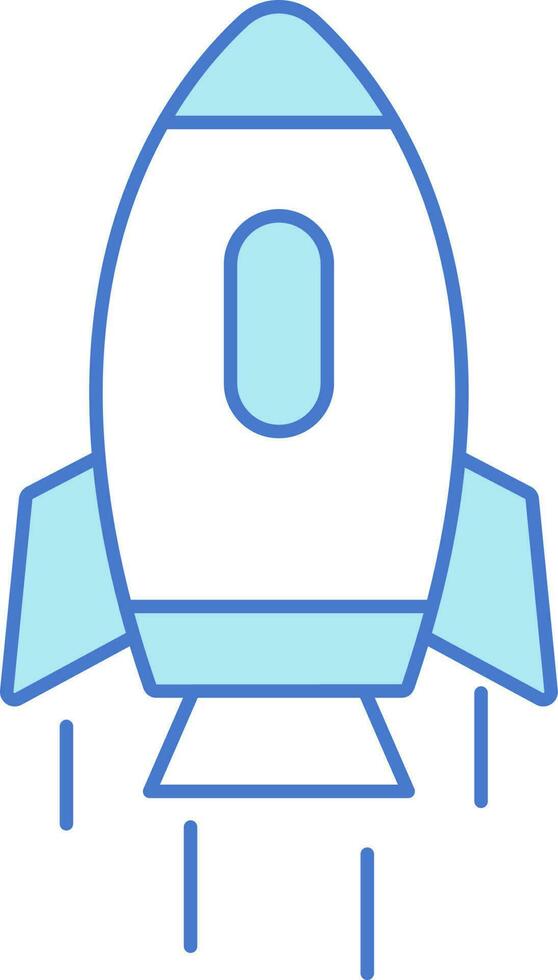 Blue And White Rocket Icon Or Symbol. vector