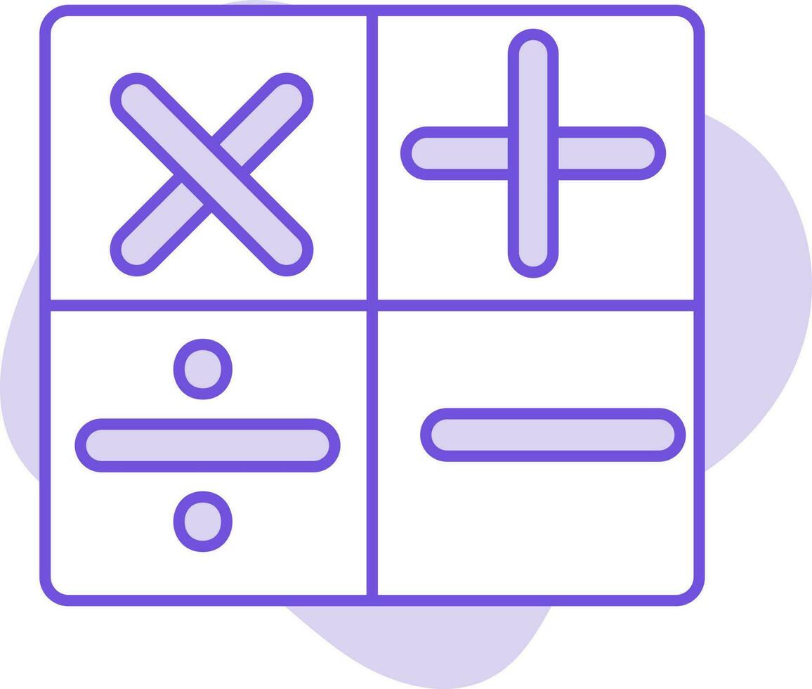 Flat Style Calculator Symbol Icon On Purple Background. vector