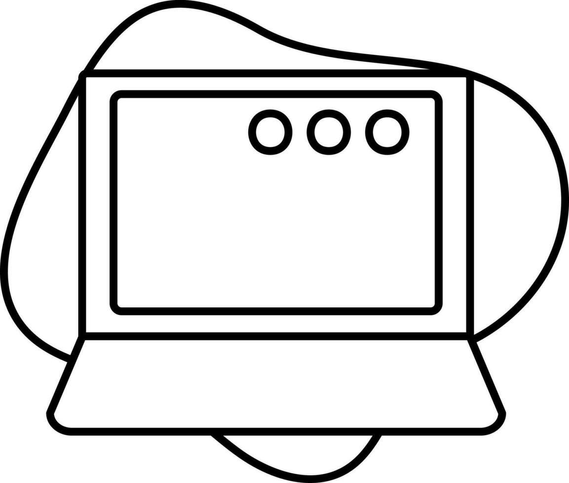 Black Line Art Laptop Icon On White Background. vector