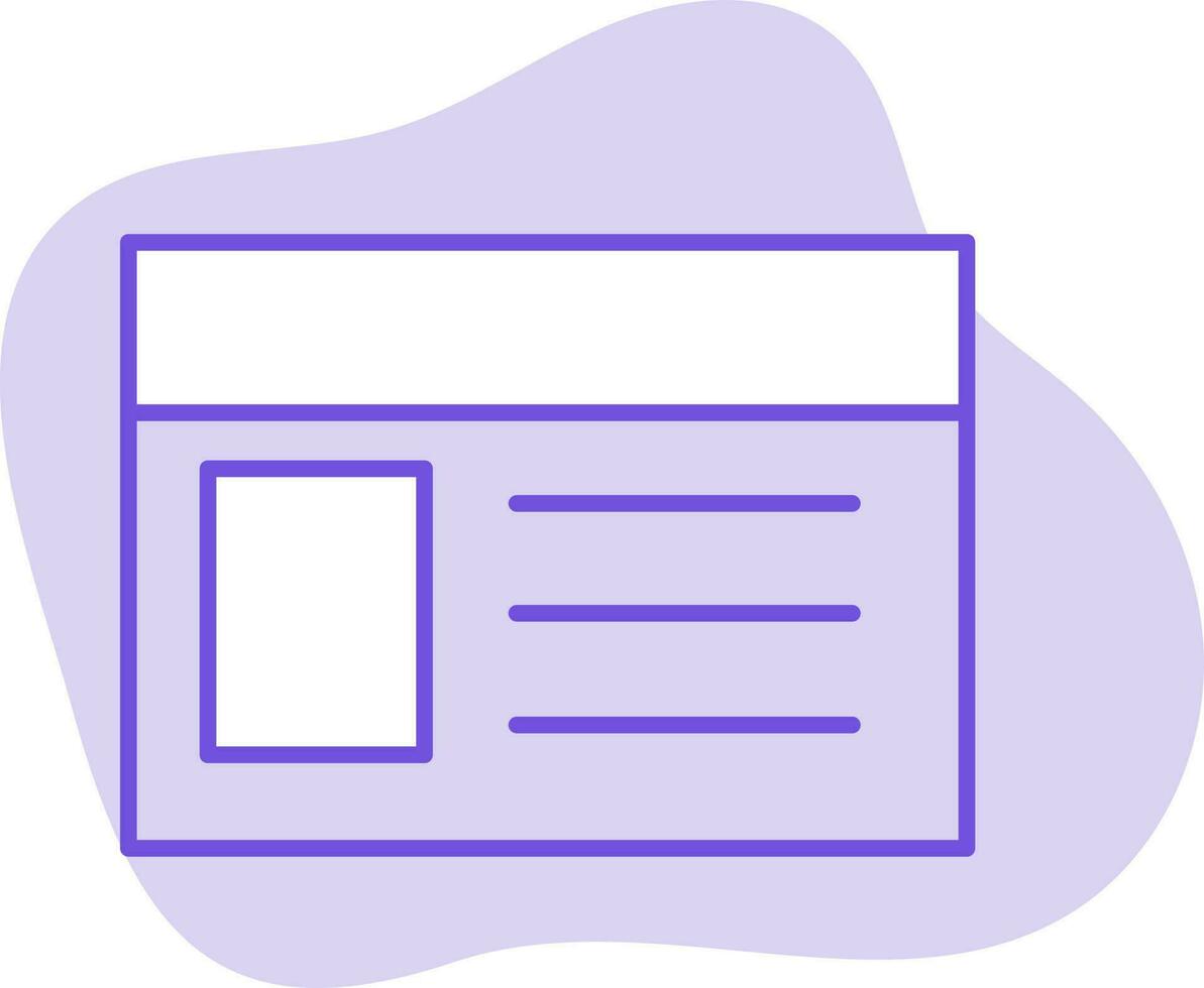 ID Card Or Webpage Icon On Purple Background. vector