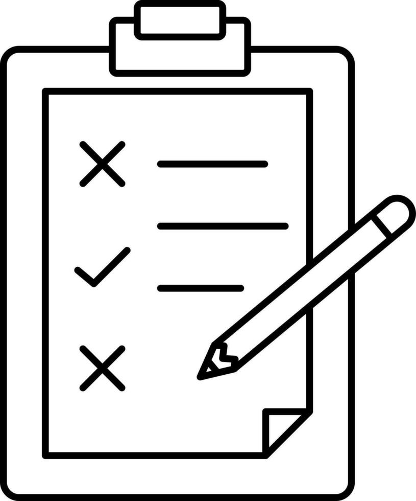 Clipboard List With Pencil Icon In Line Art. vector