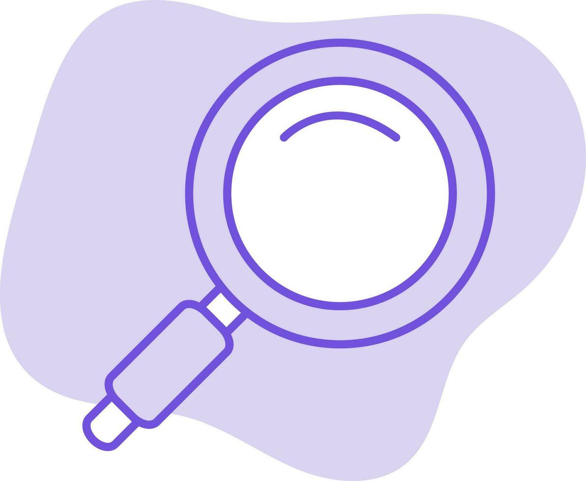 Magnifying Glass Icon On Purple Background. vector