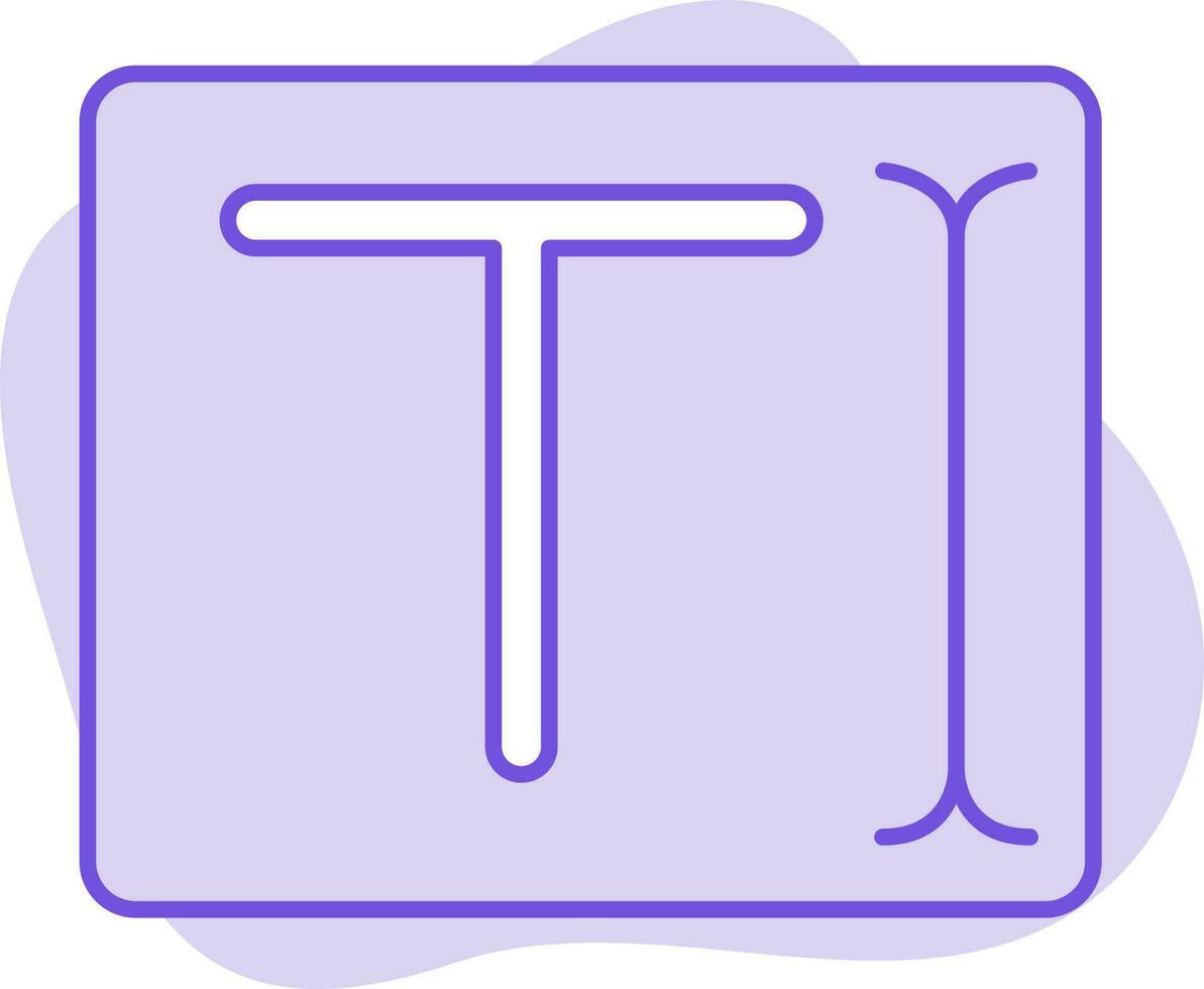 T Alphabet OrJunction Icon On Purple Background. vector