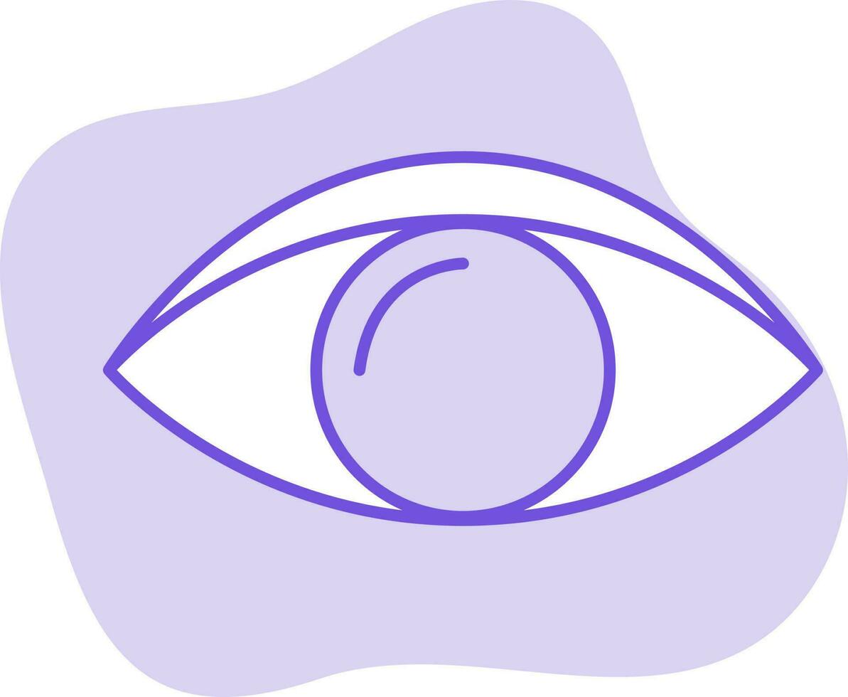 Flat Style Eye Icon On Purple Background. vector