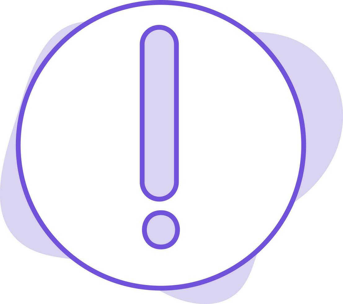 Flat Style Exclamation Icon On Purple Background. vector