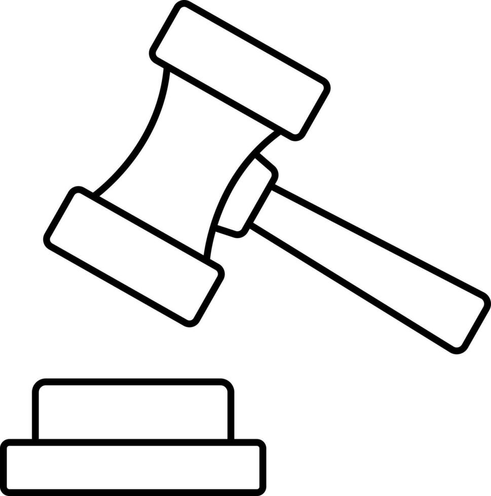 Judge Gavel Or Action Icon In Black Line Art. vector