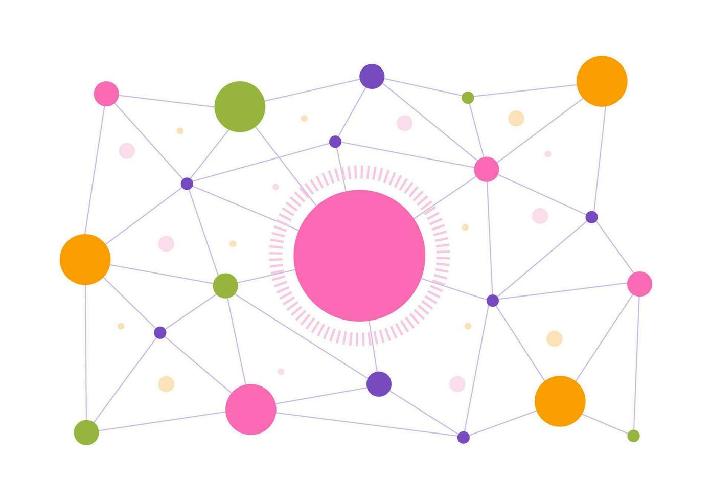 Abstract Social Network Vector Illustration with Polygonal Circles Shapes, Molecules Technology and Connecting Dots or Lines in Hand Drawn Templates