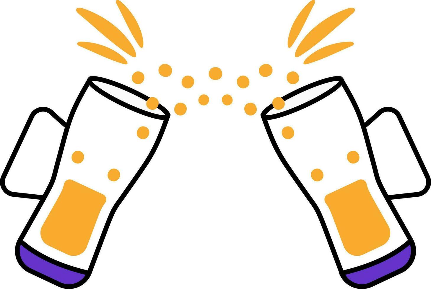 Flat Style Cheers Wine Glass Orange And Violet Icon. vector