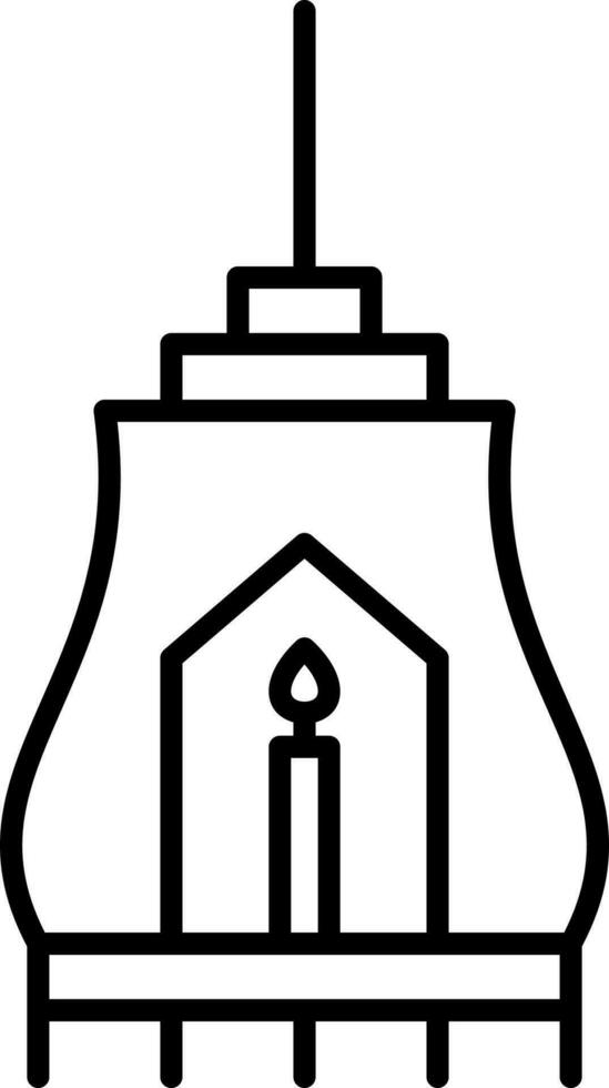 Candle Lantern Icon In Black Outline. vector