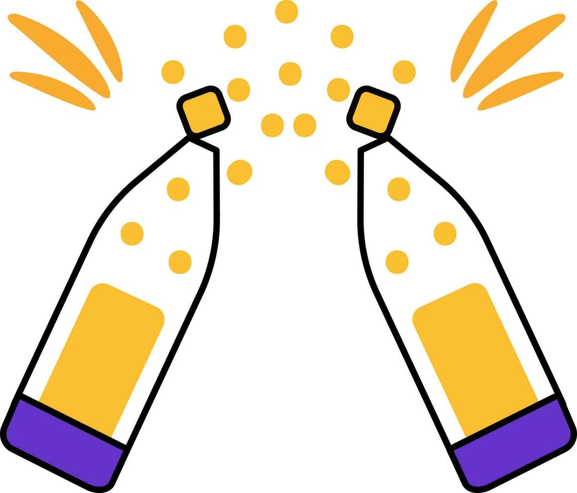 Cheers Drink Bottle Orange And Violet Icon In Flat Style. vector
