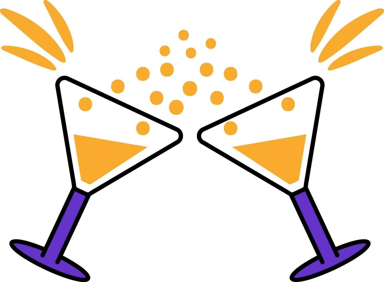 Orange And Violet Cherrs Glass Icon In Flat Style. vector