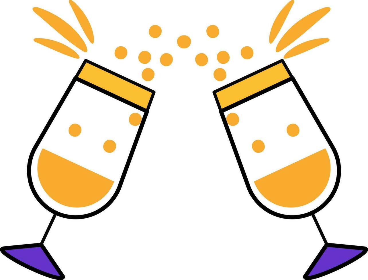 Cheers Glass Orange And Violet Icon In Flat Style. vector