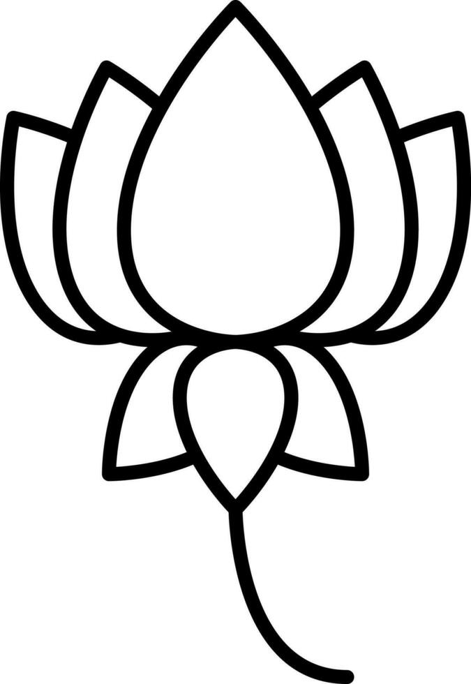 Black Thin Line Art Lotus Flower Icon. vector