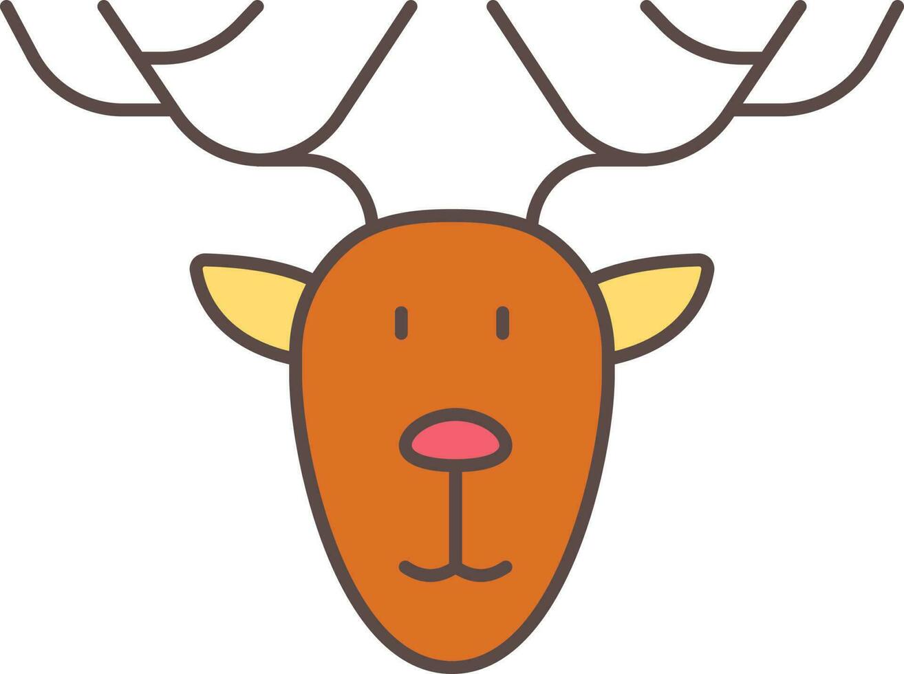 Colorful Reindeer Face Icon In Flat Style. vector