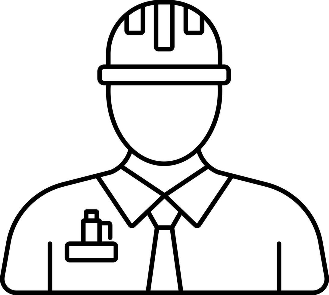 Construction Or Engineer Man Icon In Black Line Art. vector