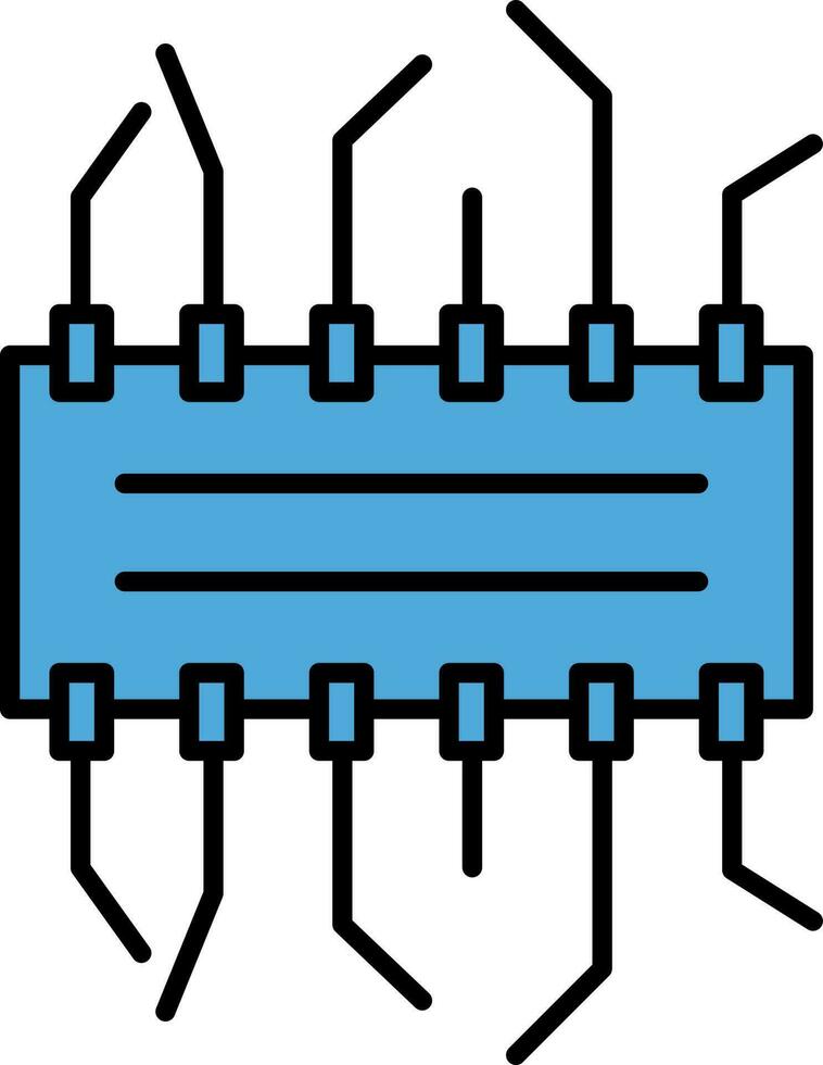 Integrated Circuit Chip Icon in Blue Color. vector