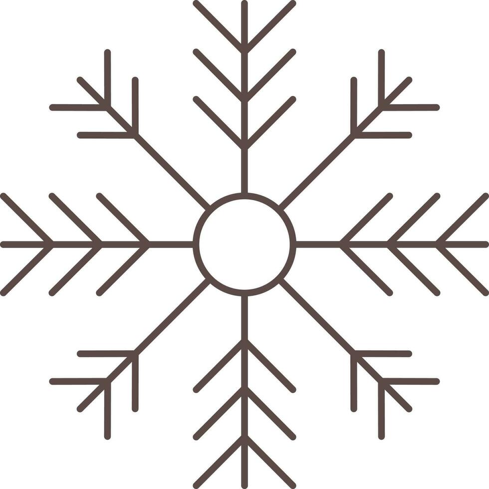 plano estilo copo de nieve icono en marrón color. vector