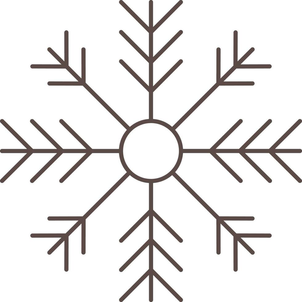 Flat Style Snowflake Icon In Brown Color. vector