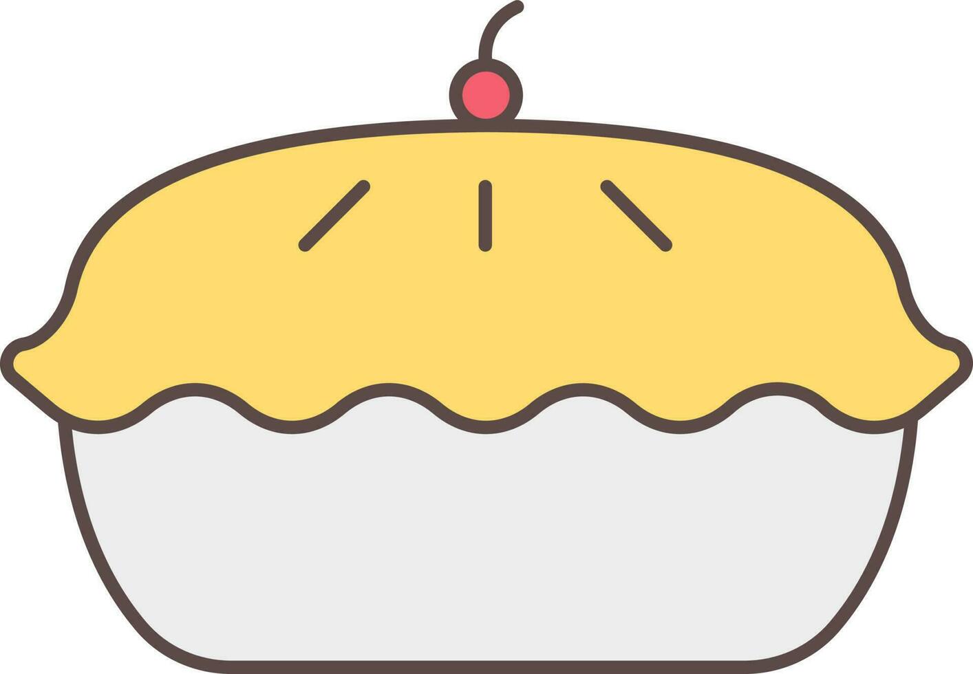 Pie Cake Icon In Yellow And Gray Color. vector