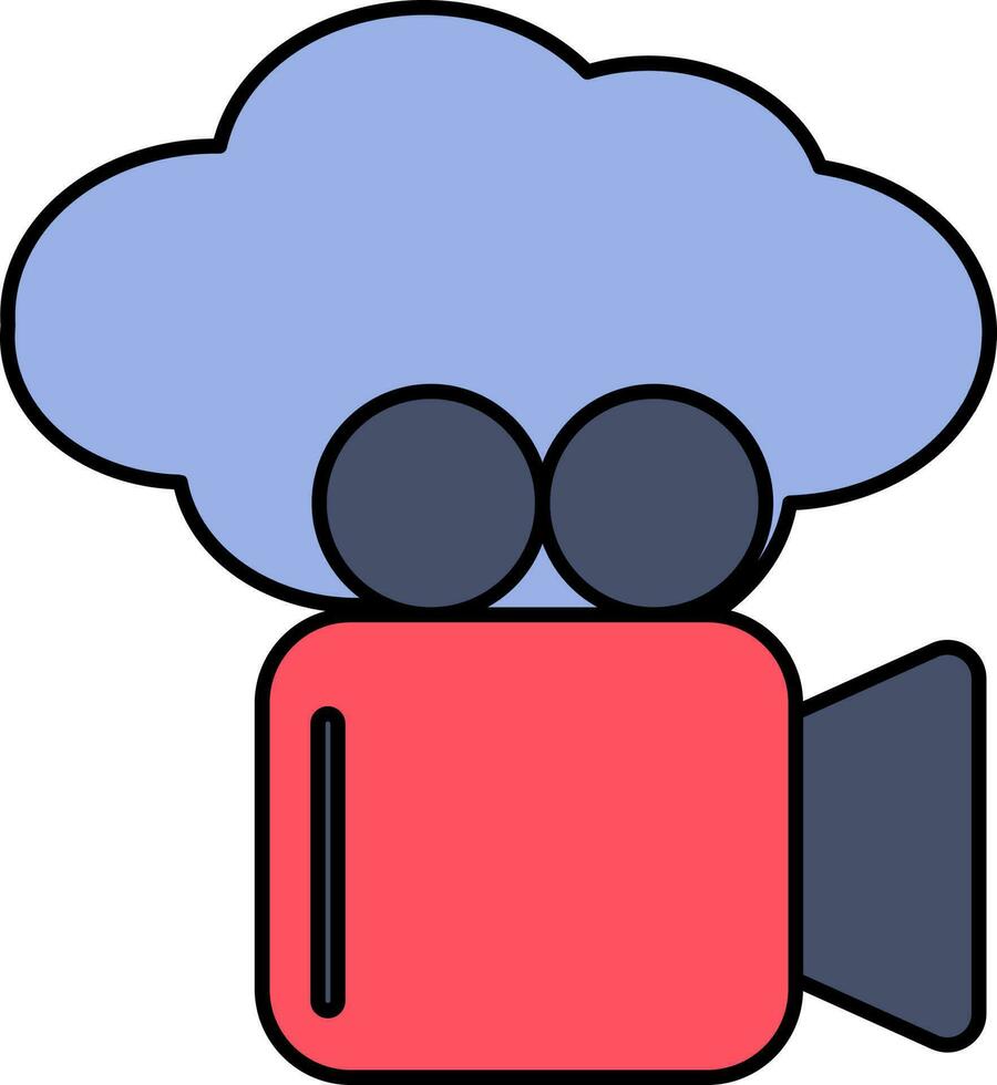 Red And Blue Cloud With Video Camera Icon. vector