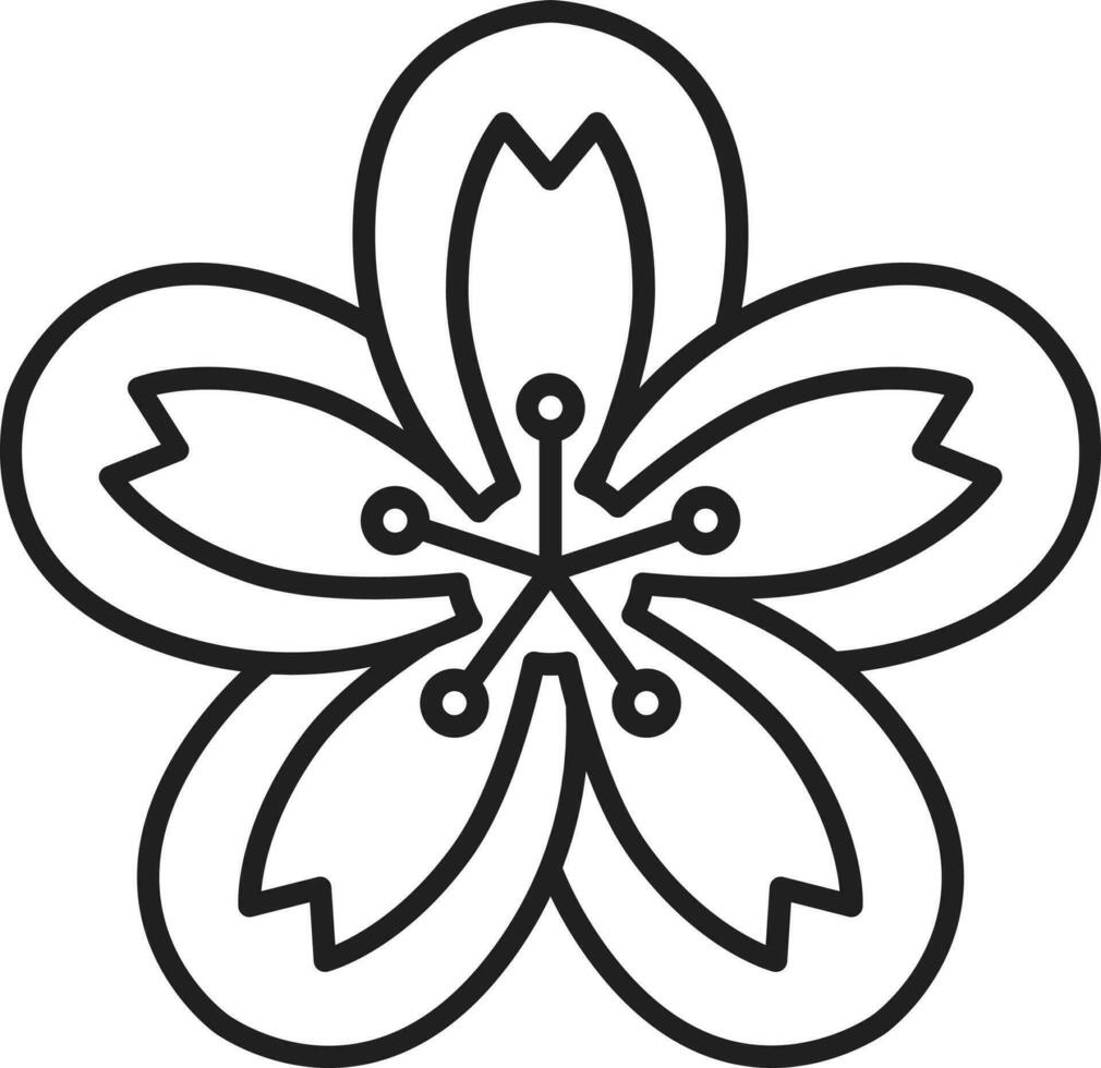 Sakura Flower Icon In Thin Line. vector