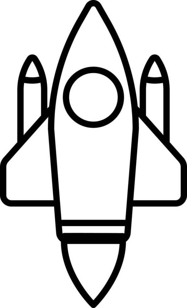 Rocket Icon In Black Line Art. vector