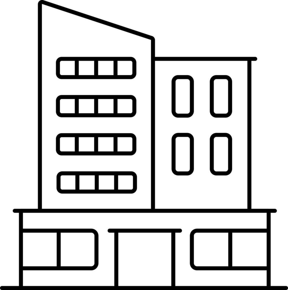 Apartment Building Icon In Black Line Art. vector