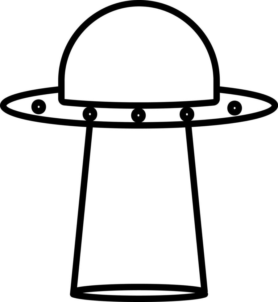 UFO Icon In Black Outline. vector