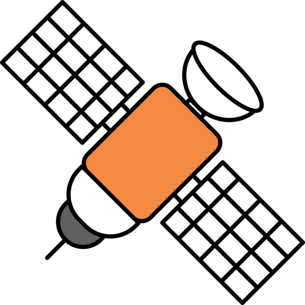 Satellite Icon In Orange And White Color. vector