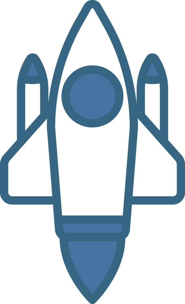 Rocket Icon In Blue And White Color. vector