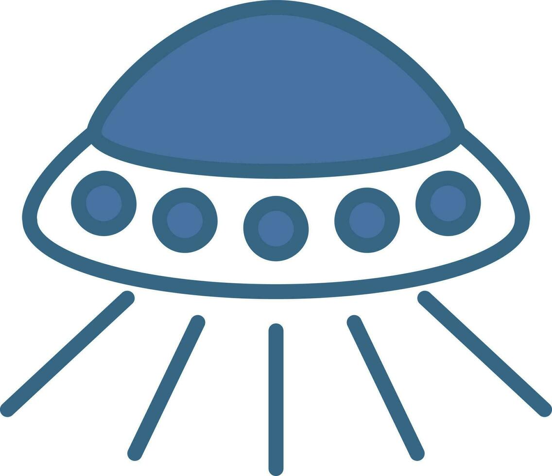 Flat Style UFO Icon In Blue And White Color. vector