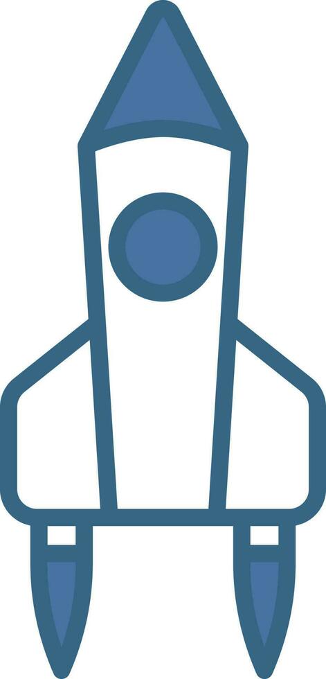 Flat Style Rocket Icon In Blue And White Color. vector