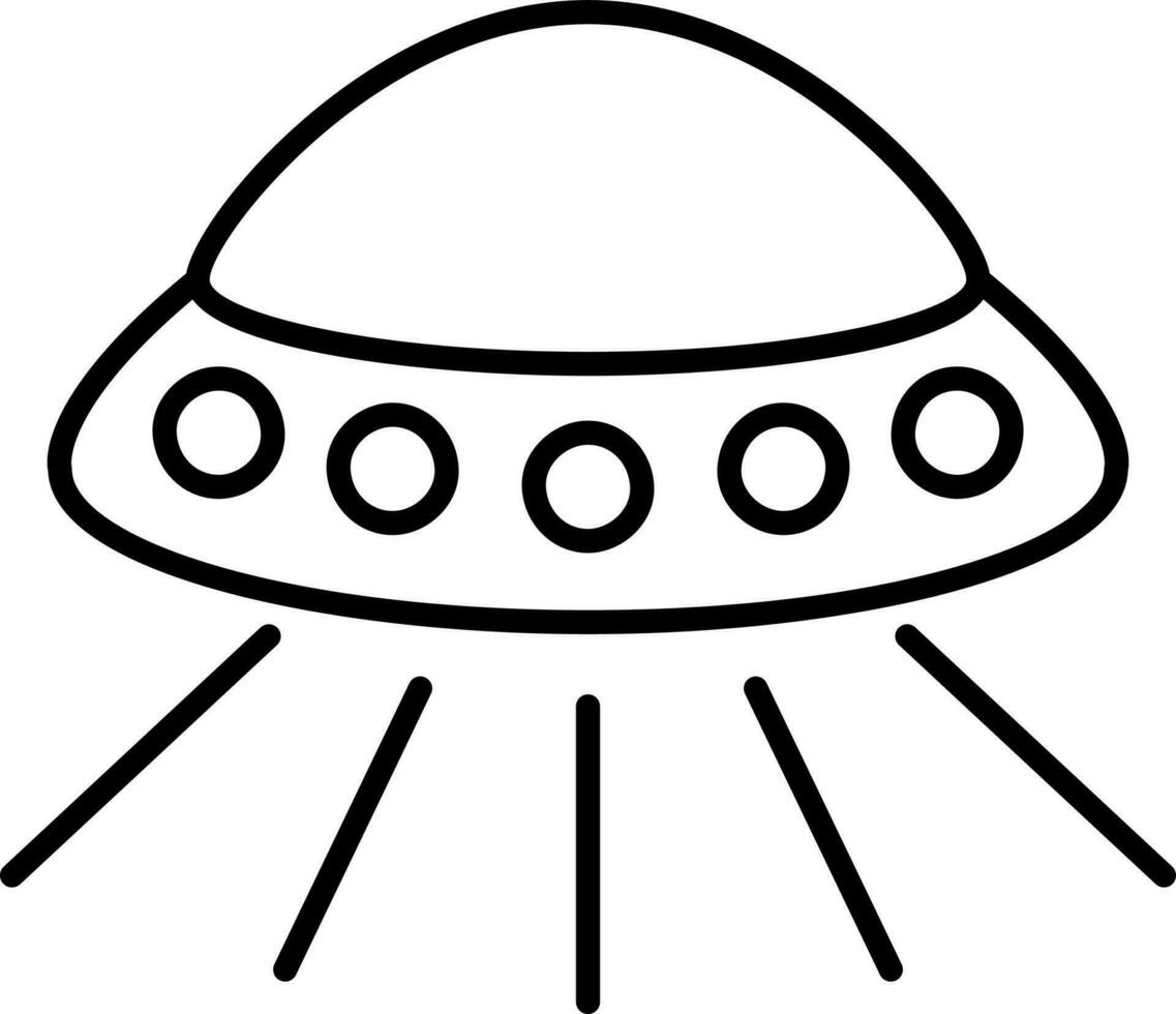 Flat Style UFO Icon In Black Line Art. vector