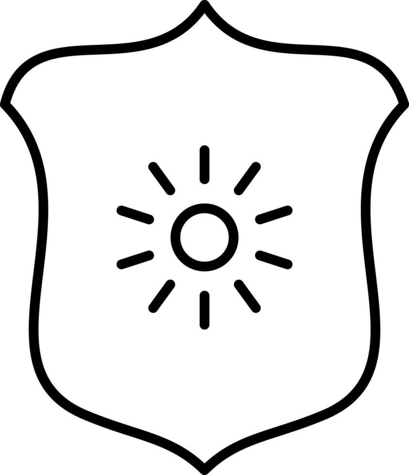 UV Protection Shield Icon In Black Line Art. vector