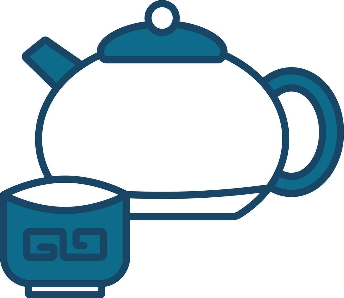 Teapot And Cup Icon In Blue And White Color. vector
