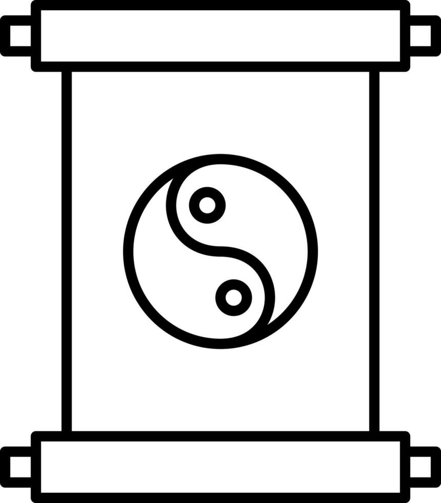 Scroll Yin Yang Symbol Letter Icon In Thin Line. vector