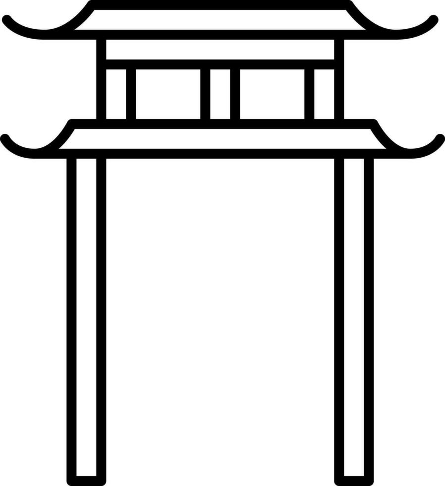 Black Outline Torii Gate Flat Icon. vector