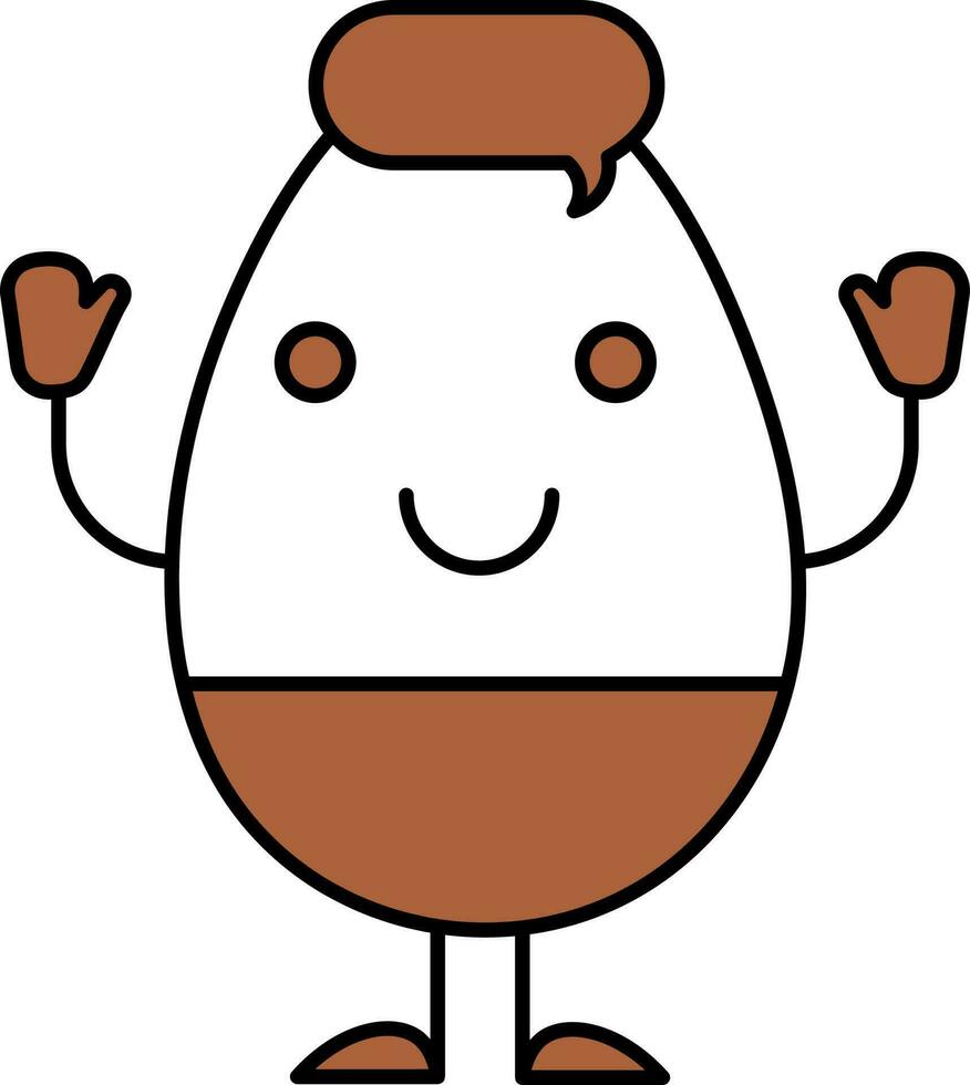 Cartoon Male Egg Icon In Brown And White Color. vector