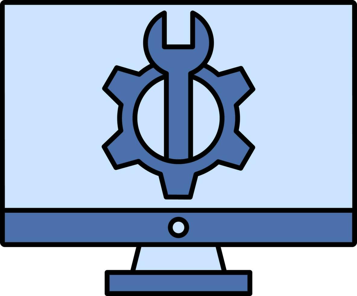 Computer Repair Icon In Blue Color. vector