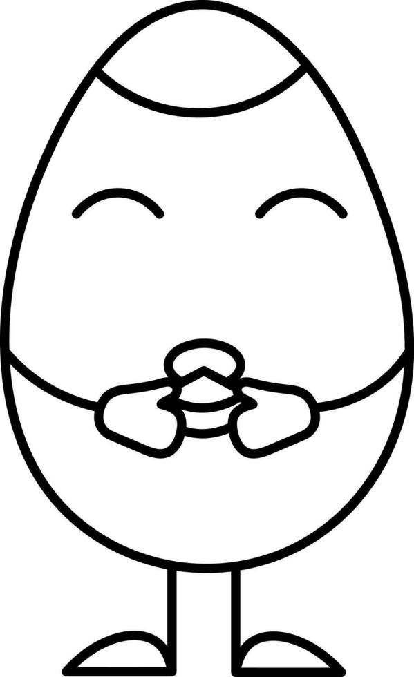 Isolated Cartoon Egg Eating Food Icon In Line Art. vector