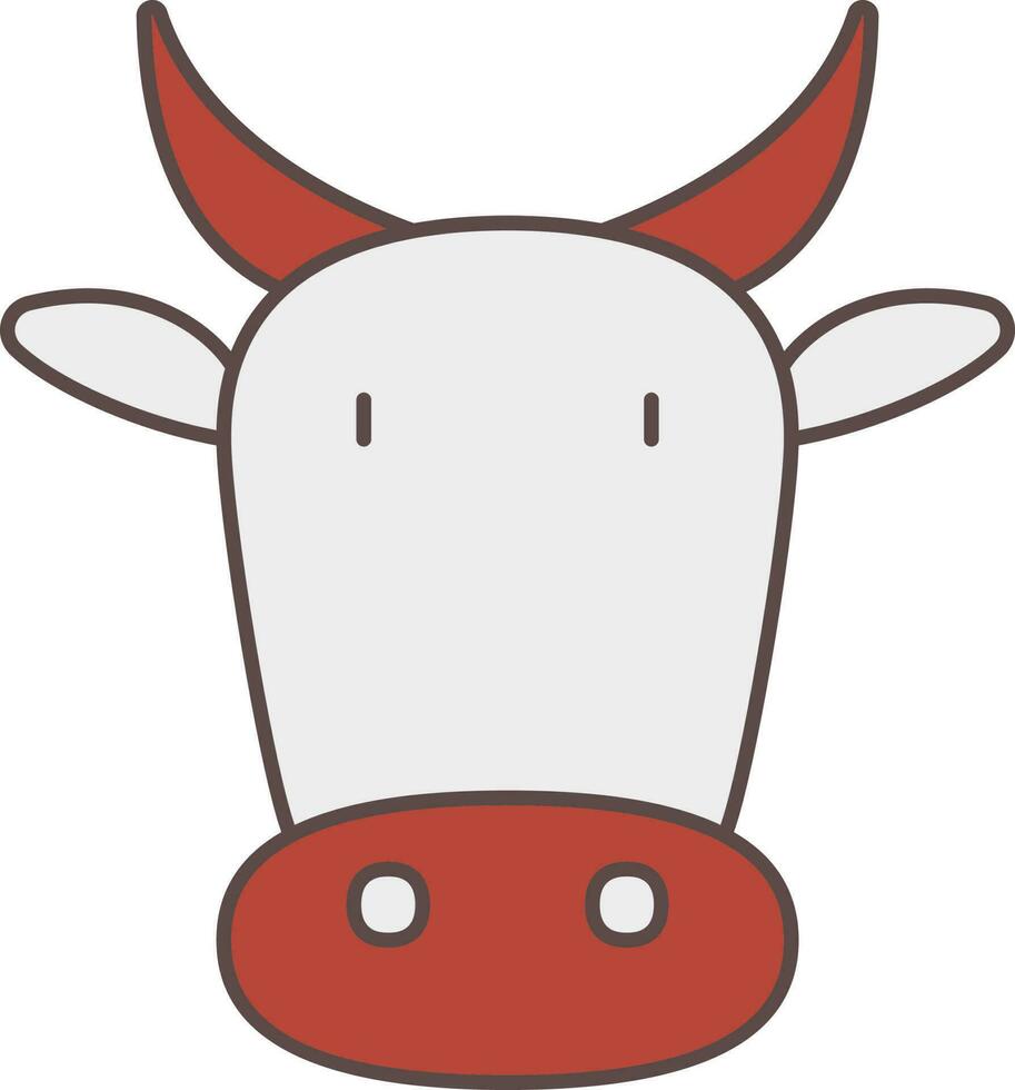 Cow Or OX Face Icon In Brown And White Color. vector