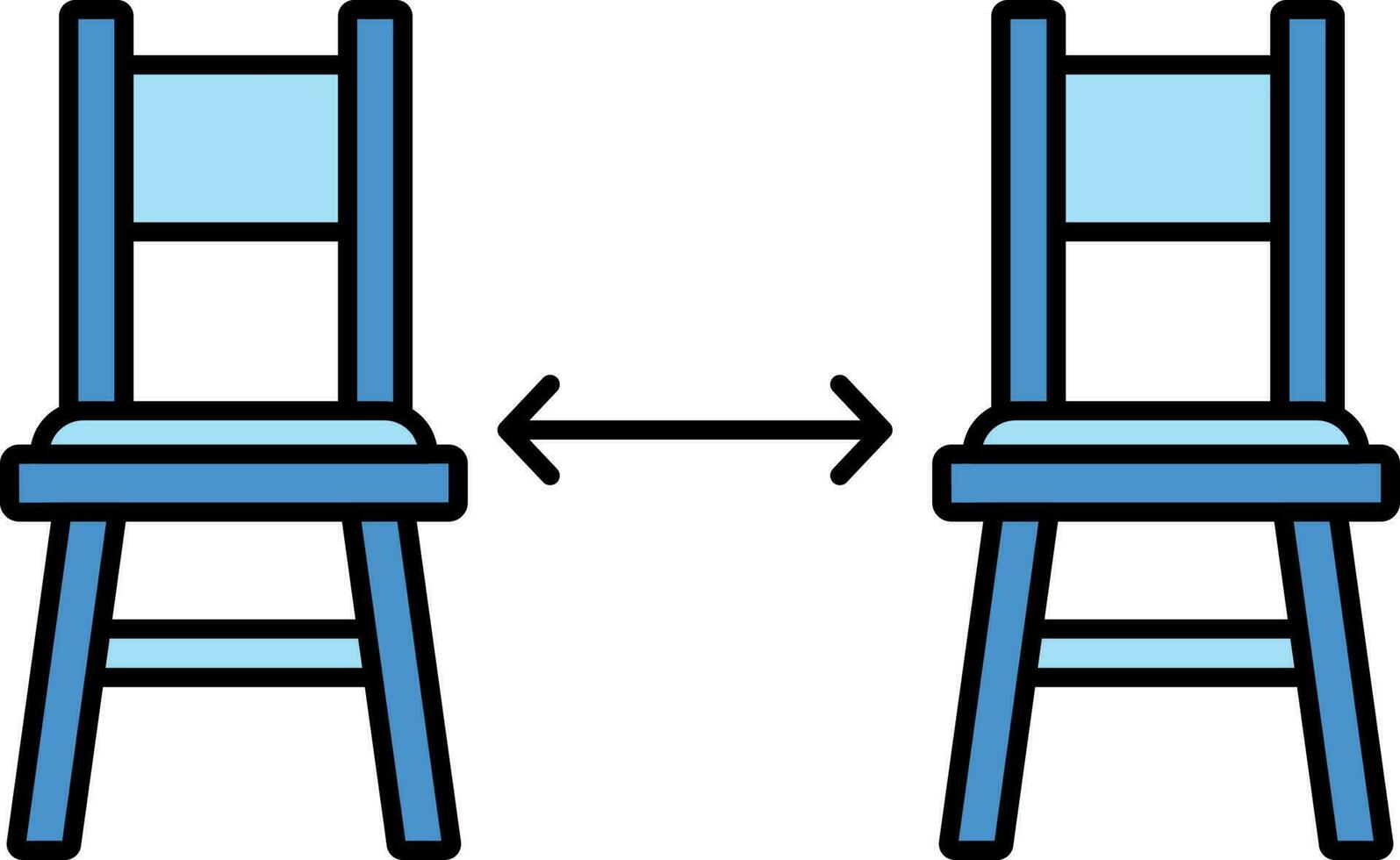 azul asiento o silla distancia icono en plano estilo. vector