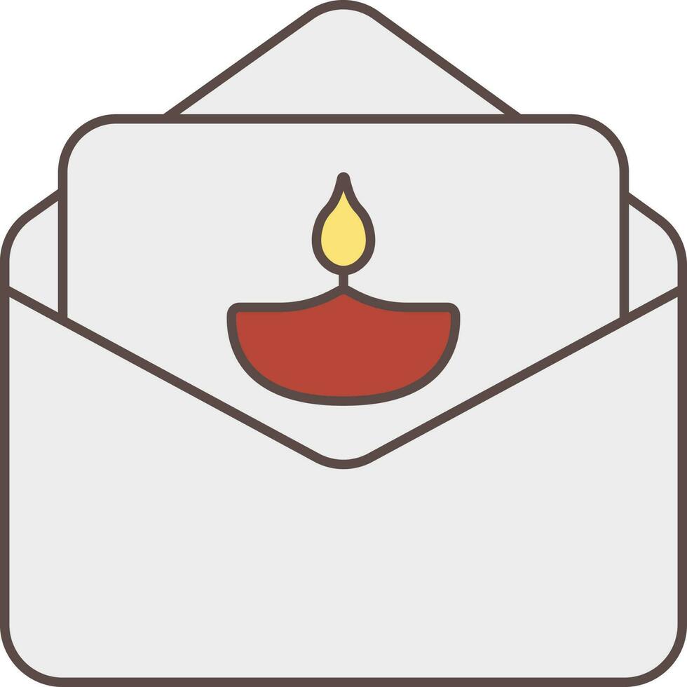 Flt Style Diwali Greeting Card Colorful Icon. vector